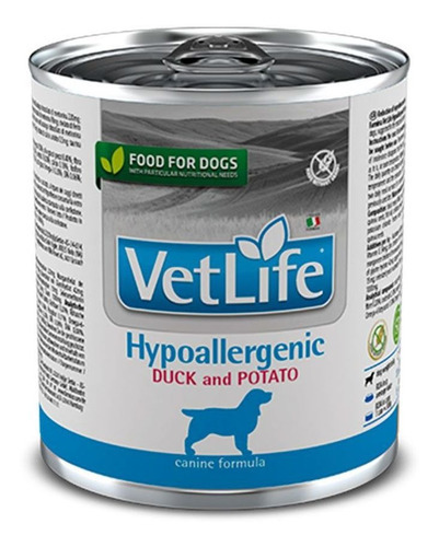 3 Latas Vetlife Hipoalergenico Duck And Potato Perros 300g