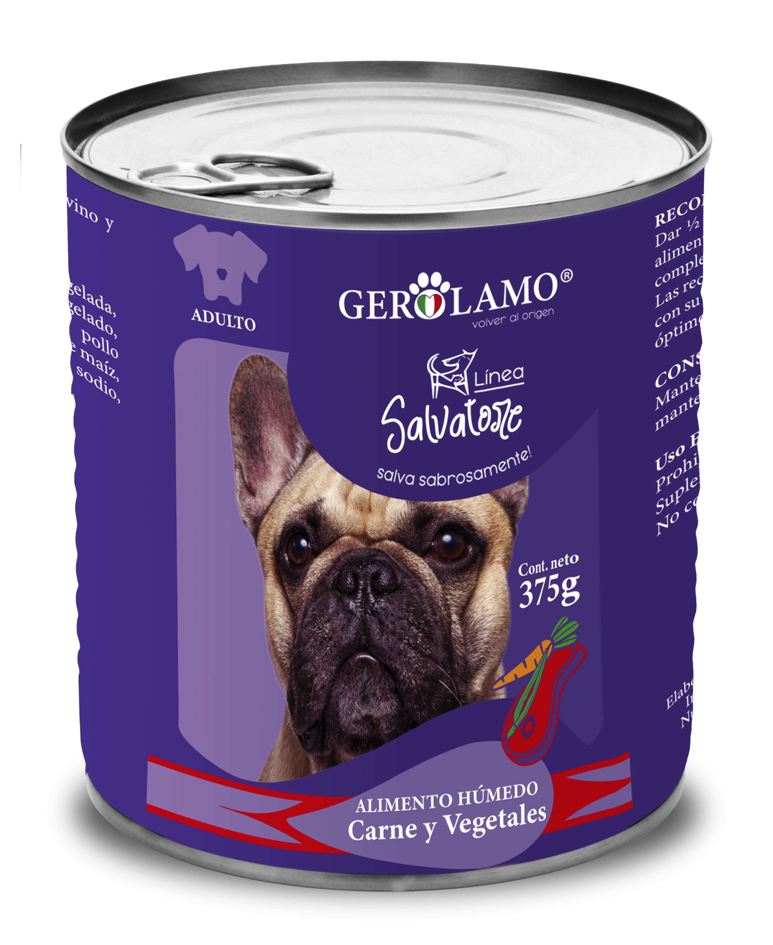 Alimento para perro Adulto carne y vegetales 375gr-Salvatore Lata