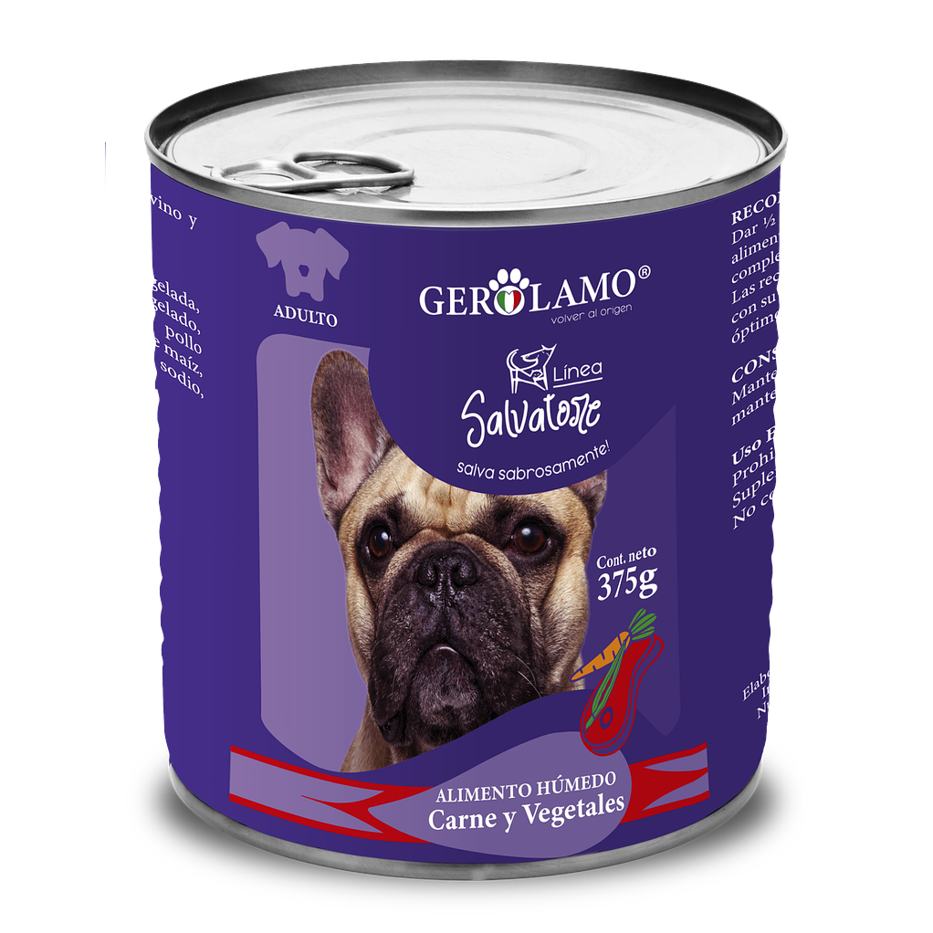 6 Alimento Salvatore Lata para perro Adulto carne y vegetales 375gr 1