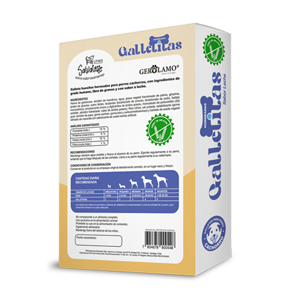 Galletas para Cachorro Libre de Granos  de Leche 460gr-Gerolamo  2