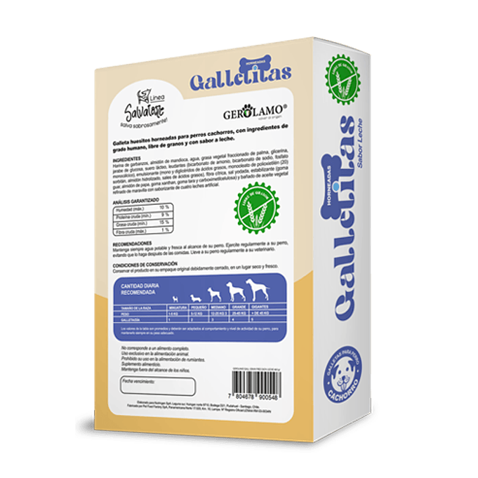 Galletas para Cachorro Libre de Granos  de Leche 460gr-Gerolamo  2