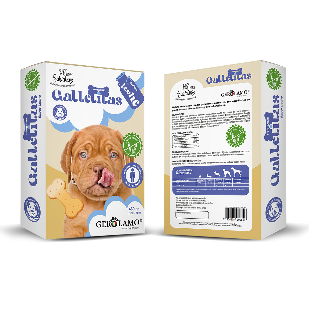 Galletas para Cachorro Libre de Granos  de Leche 460gr-Gerolamo  1