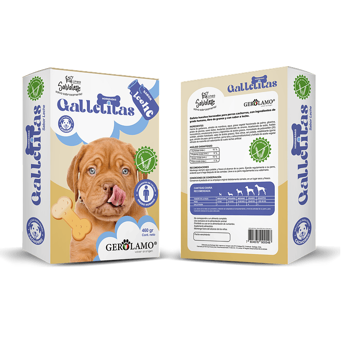 Galletas para Cachorro Libre de Granos  de Leche 460gr-Gerolamo  1