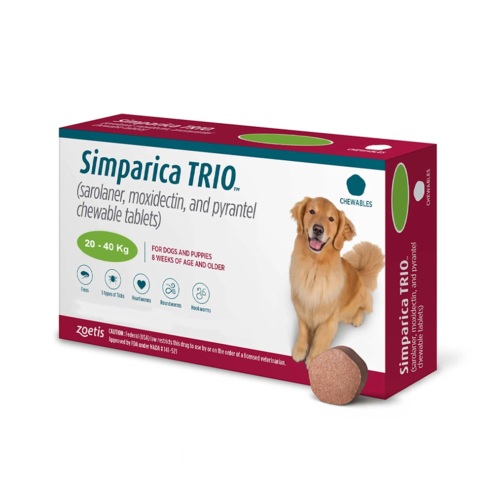 Simparica Trio 1 Comprimido para perros de 20 a 40Kg  1