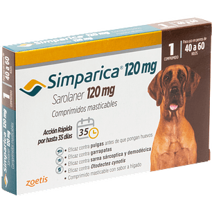 Simparica para perros 120mg - 1 comprimido de 40 A 60 KG