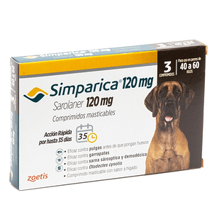 Simparica para perros 120mg - 3 comprimido de 40 A 60 KG