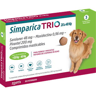 Simparica Trio 3 Comprimido para perros de 20 a 40Kg