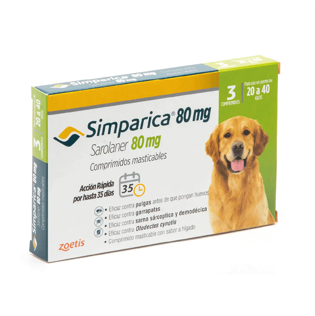 Simparica para perros 80mg - 3 comprimido de 20 a 40kg 1