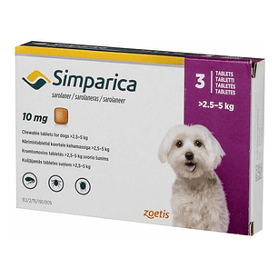 Simparica 10mg por 3 comprimidos  para perro 2.5kg  a 5kg