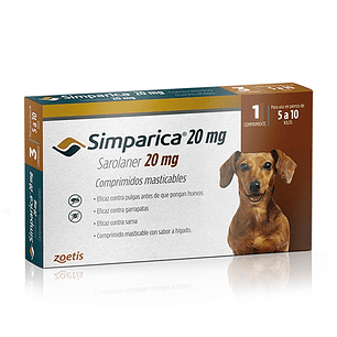 Simparica 20mg por 1 comprimido para perro 5 kg a 10 kg