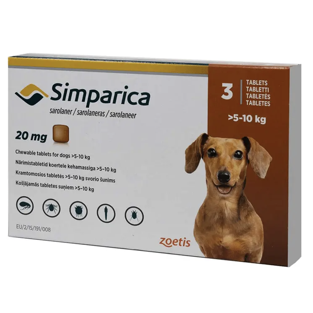 Simparica 20mg por 1 comprimido para perro 5 kg a 10 kg 2