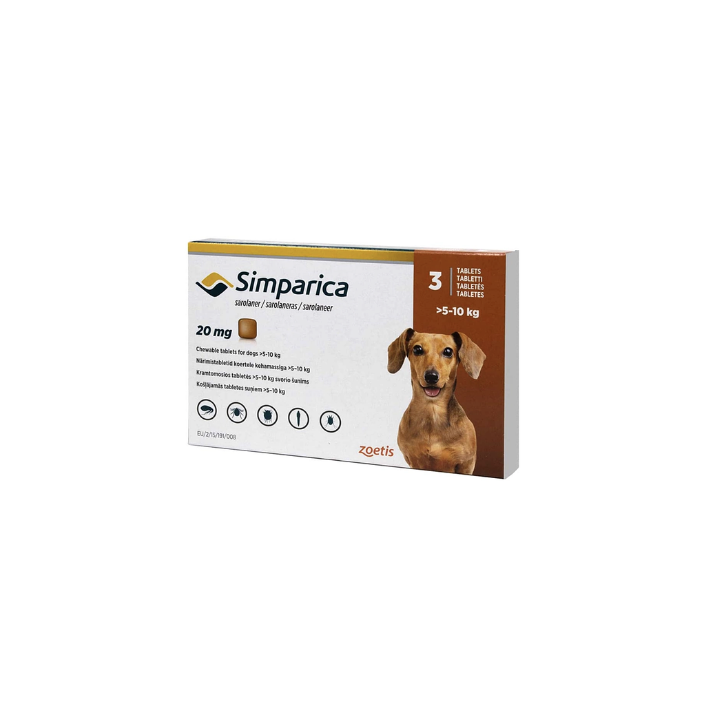 Simparica 20mg por 3 comprimidos para perro 5 kg a 10 kg 2