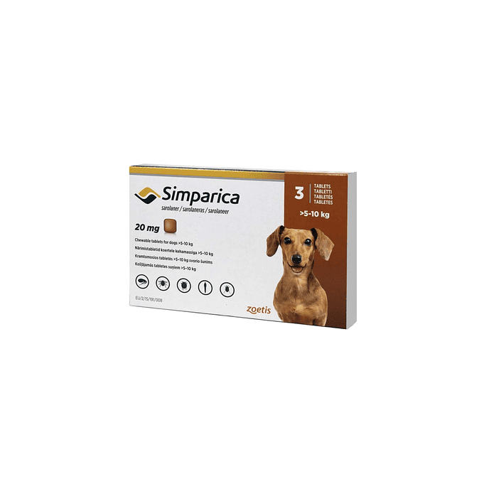 Simparica 20mg por 3 comprimidos para perro 5 kg a 10 kg 2