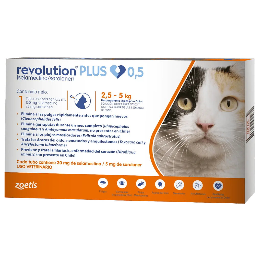 Pipeta Revolution plus 0.5ml para Gatos desde 2.5 kg a 5kg 1