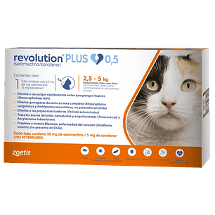 Pipeta Revolution plus 0.5ml para Gatos desde 2.5 kg a 5kg
