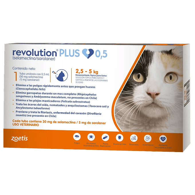 Pipeta Revolution plus 0.5ml para Gatos desde 2.5 kg a 5kg 1