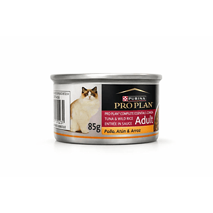 24 Latas Pro Plan Gato Adulto De Pollo y atún Con Arroz