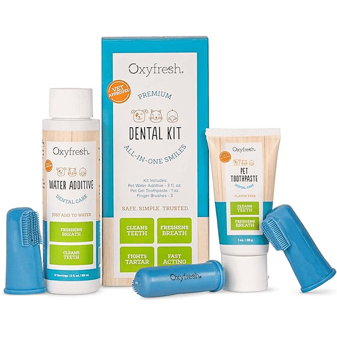 Kit Dental Gel Con Cepillos Para Perros Gatos Oxyfresh 1