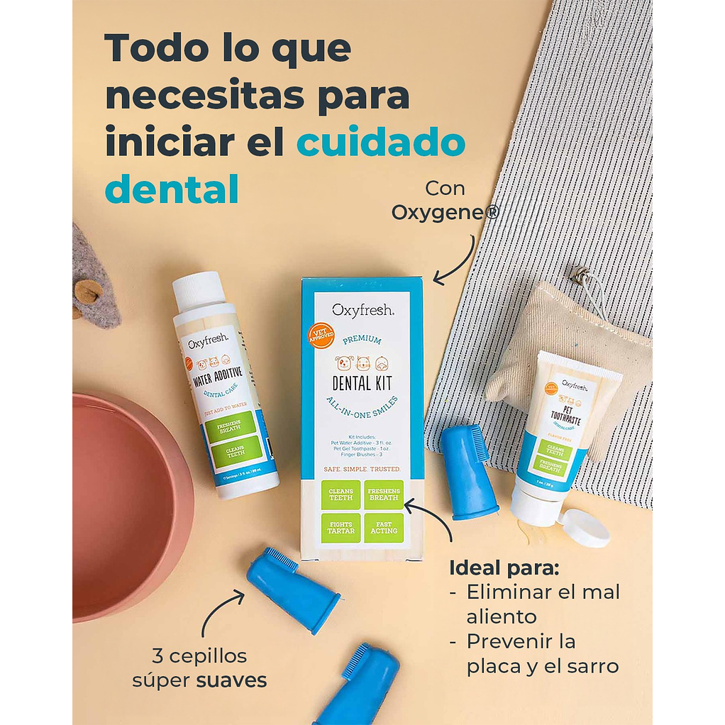 Kit Dental Gel Con Cepillos Para Perros Gatos Oxyfresh 5