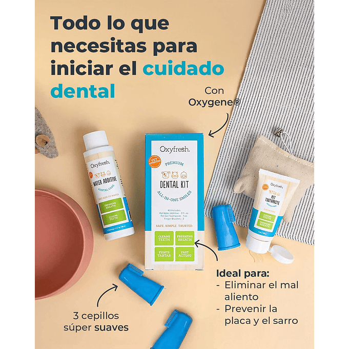 Kit Dental Gel Con Cepillos Para Perros Gatos Oxyfresh 5