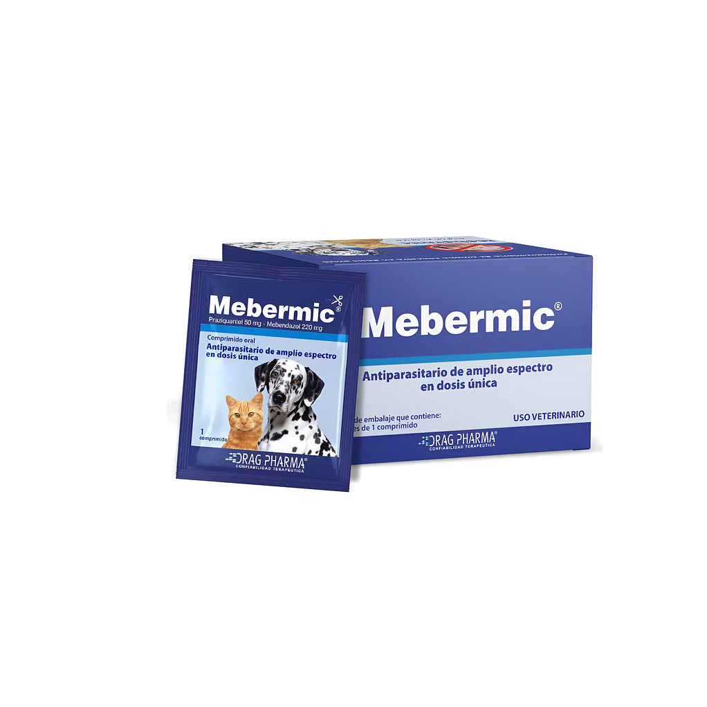 1 sobre de Mebermic - Antiparasitario de amplio Especto- Dosis única  1
