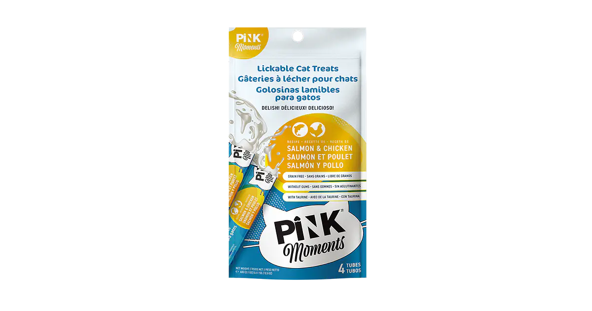 Snack para gato Pink Moments tipo churu Salmon y pollo 60gr