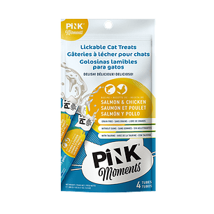 Snack para gato Pink Moments tipo churu Salmon y pollo 60gr - 4 tubosX15gr