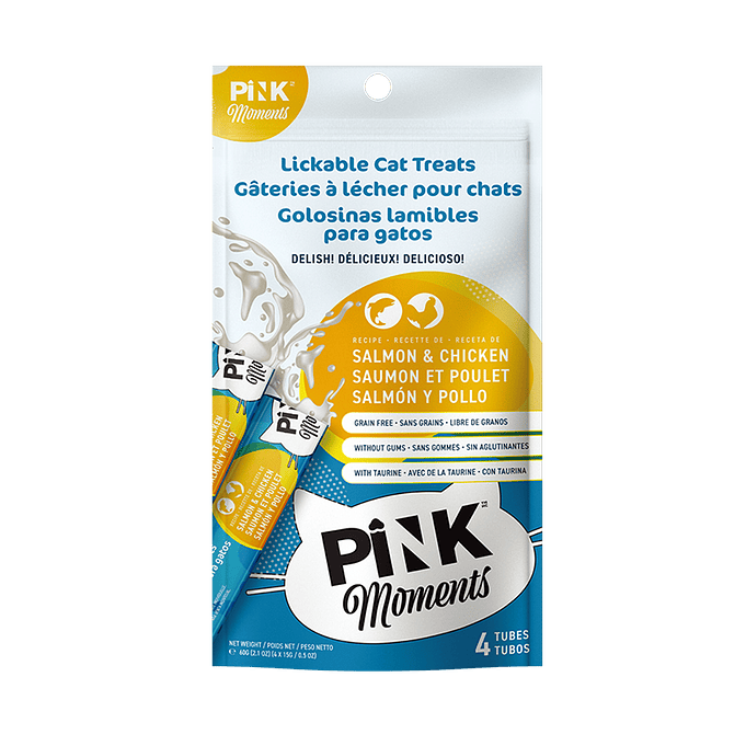 Snack para gato Pink Moments tipo churu Salmon y pollo 60gr - 4 tubosX15gr 1