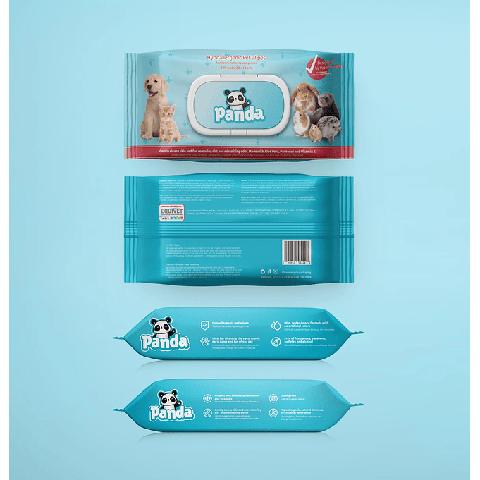 Toallitas Panda Hipoleargenica 100 unidades para perros y Gatos. 3