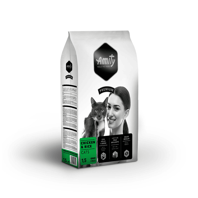 Alimento Gato Adulto Pollo y arroz Para Gatos 1.5kg - Amity 1