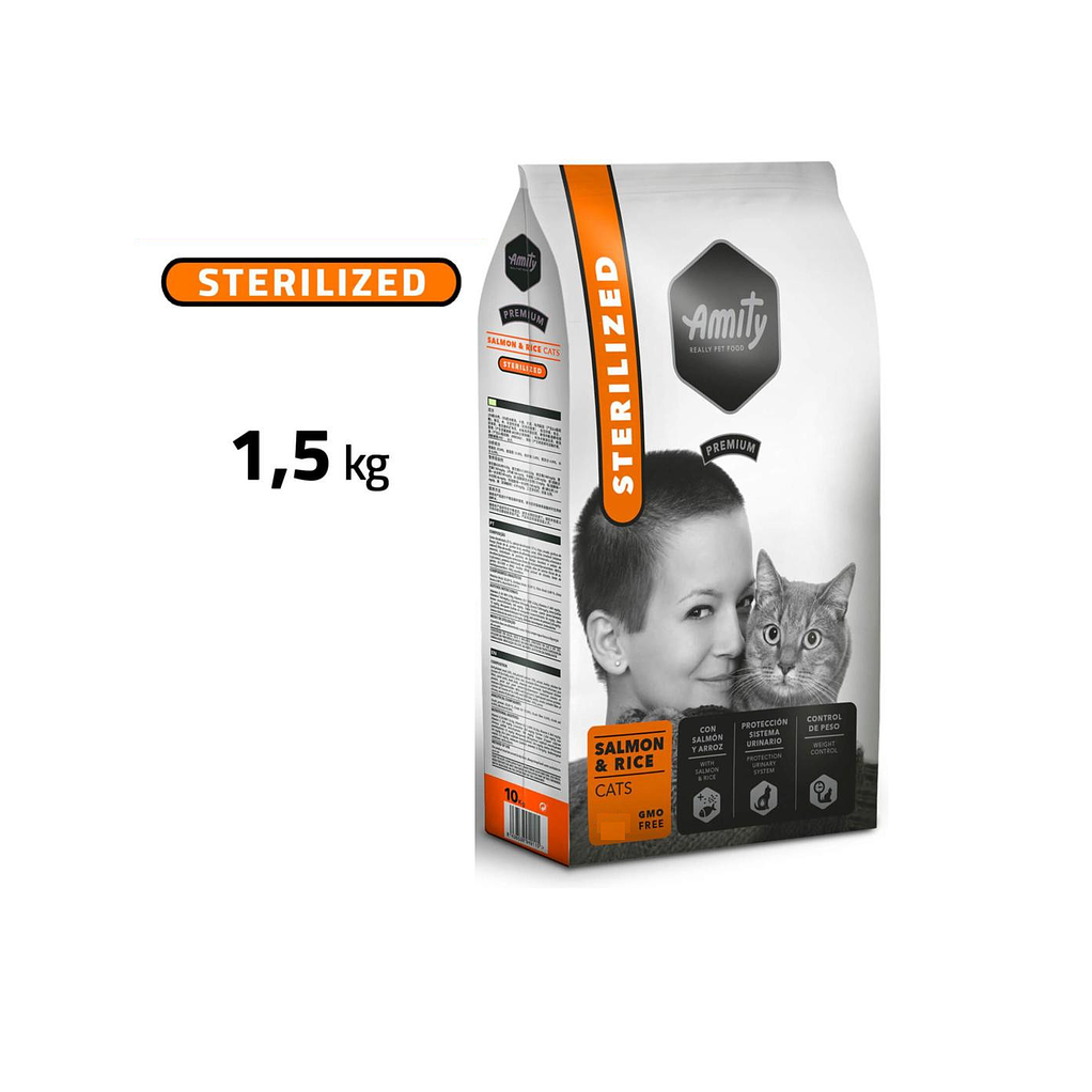 Alimento Gato Castrado Amity De Salmon Con Y Arroz 1.5kg 1