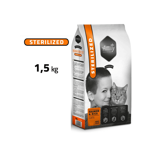 Alimento Gato Castrado Amity De Salmon Con Y Arroz 1.5kg 1
