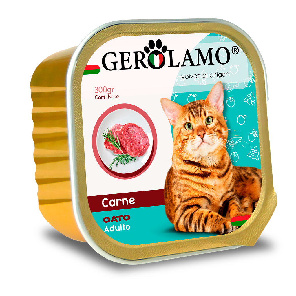 Alimento Gerolamo Pate de gato Adulto de Carne 300gr 1