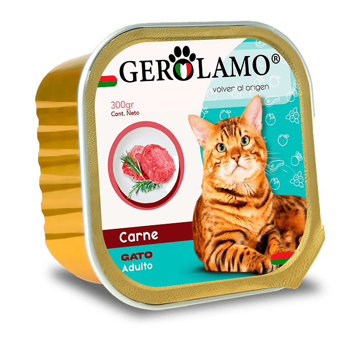Alimento Gerolamo Pate de gato Adulto de Carne 300gr 1
