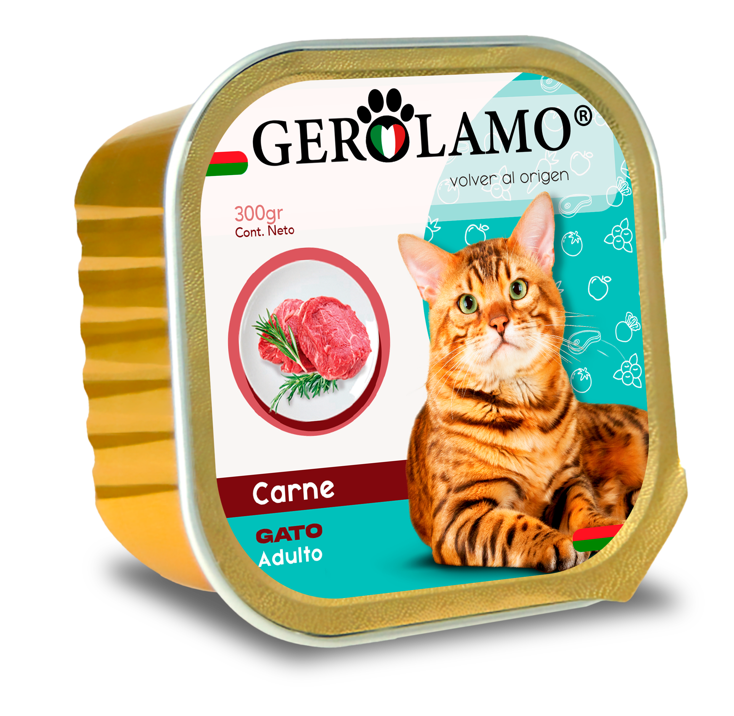 Alimento Gerolamo Pate de gato Adulto de Carne 300gr