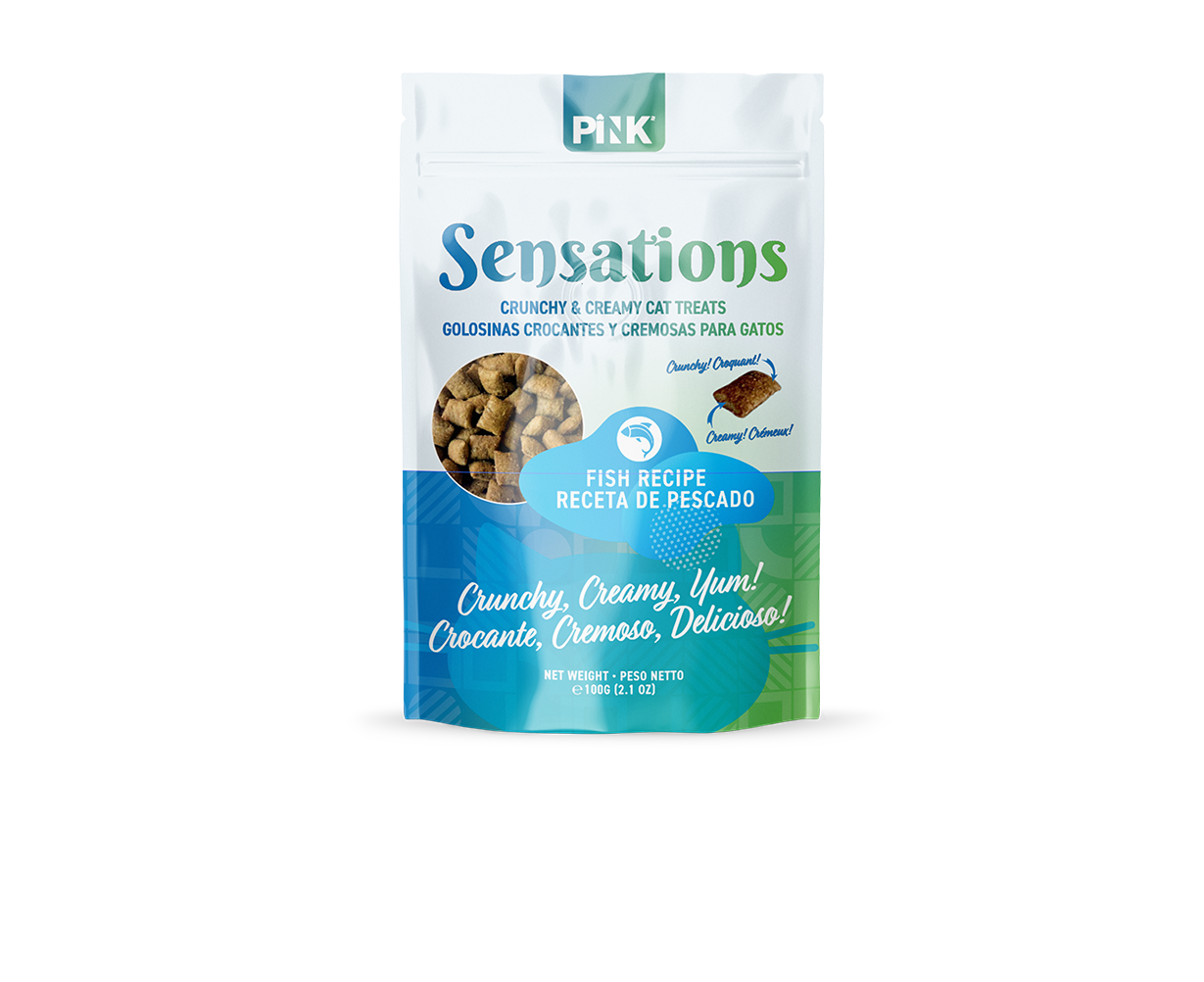 Galletas Rellenas De Pescado para Gatos  100gr - Sensations Pink