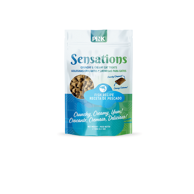 Galletas Rellenas De Pescado para Gatos  100gr - Sensations Pink 1