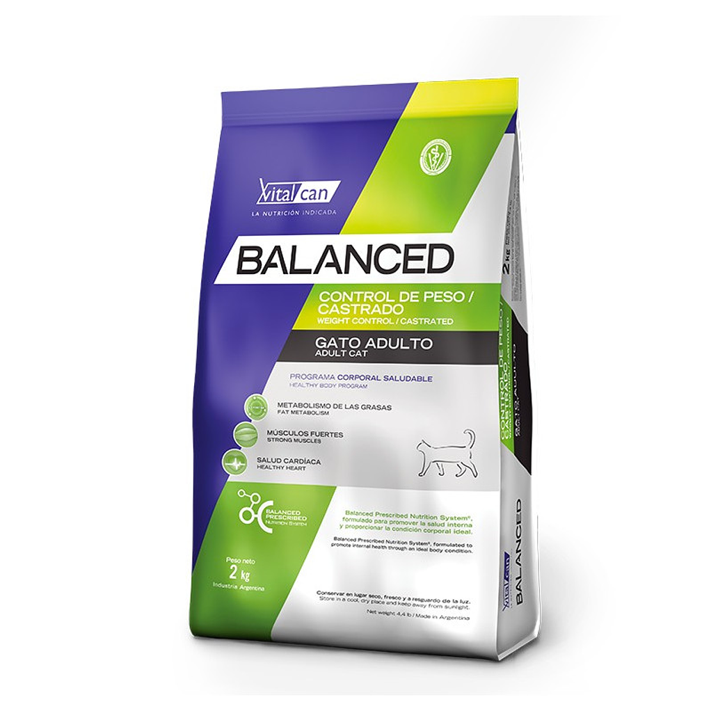 Alimento Balanced Para Gato Castrado/control De Peso 2kg 1