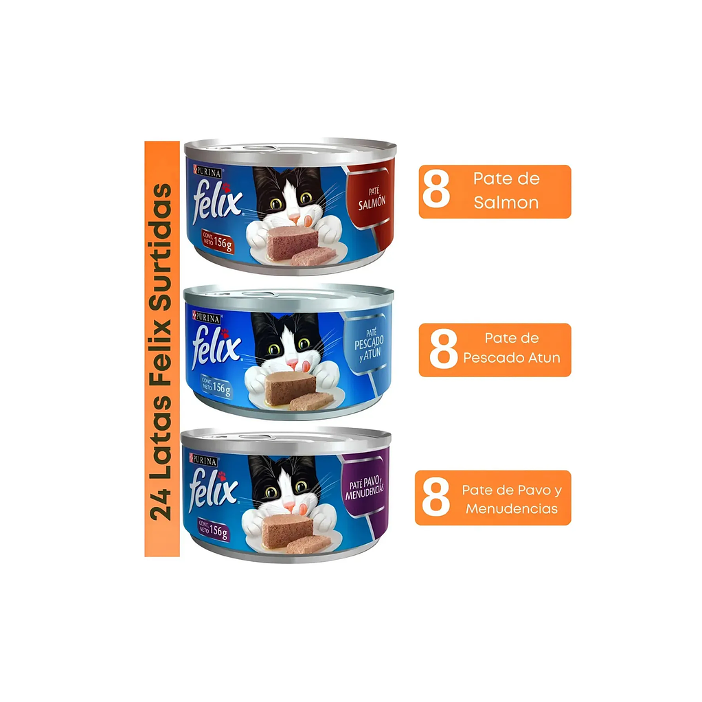 Latas Félix Sabores Surtidos 24 Unidades De 156gr 2