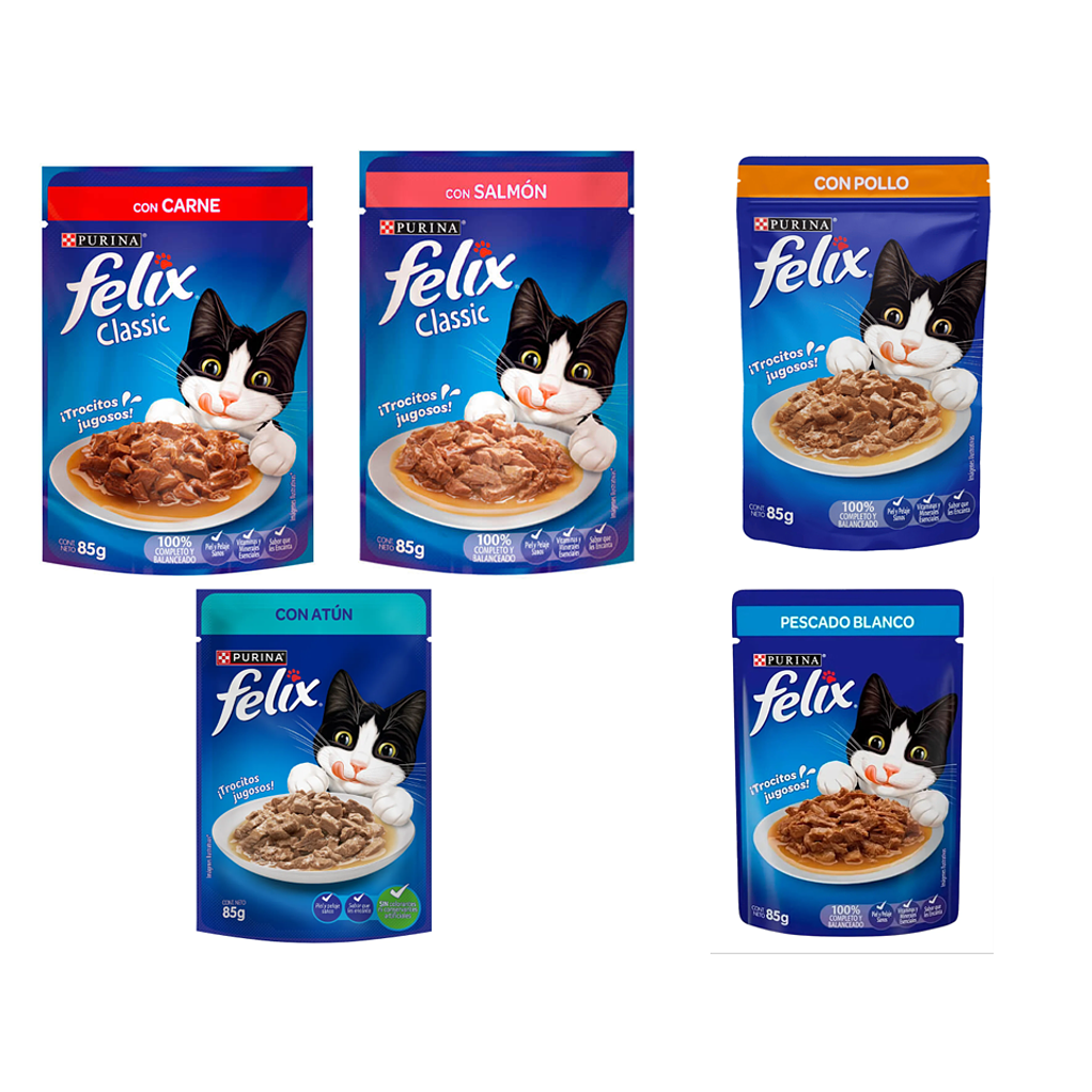 5 Sobres De Felix Mix De Sabores 85gr C/u 1
