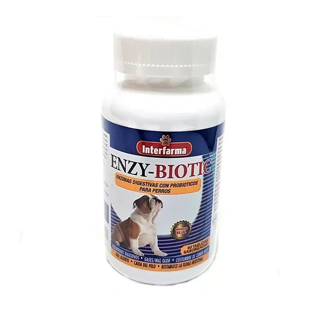 Enzy-biotic Interfarma 60 Comp- Enzimas Digestivas con Probioticos para Perros 1