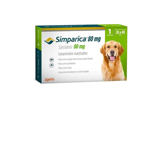 Simparica para perros 80Mg 20-40Kg 1 Comprimido 1