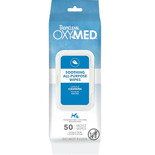 TropiClean OxyMed Toallitas Calmantes para Perros y Gatos - 50 Unidades