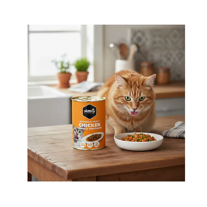 Lata Amity De Pavo Con Vegetales 415gr Para Gatos 2