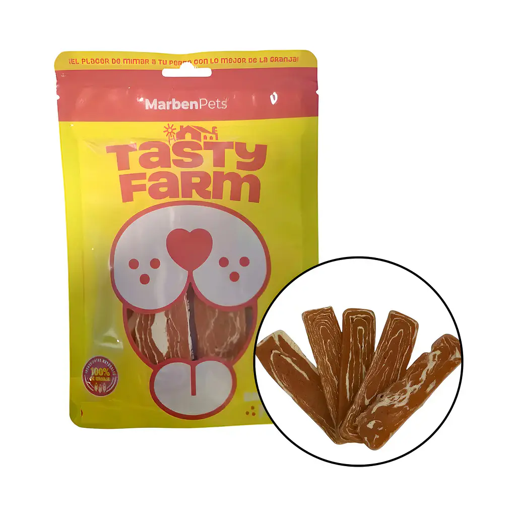Snack para perros-Rebanadas De Pollo Xl 400 Grs Tasty Farm 1