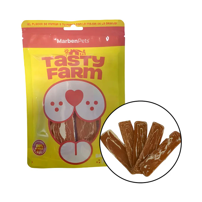 Snack para perros-Rebanadas De Pollo Xl 400 Grs Tasty Farm 1