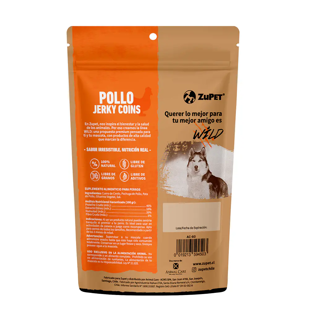 Snack Wild para Perros de Pollo Jerky Coins 100 Gr 2