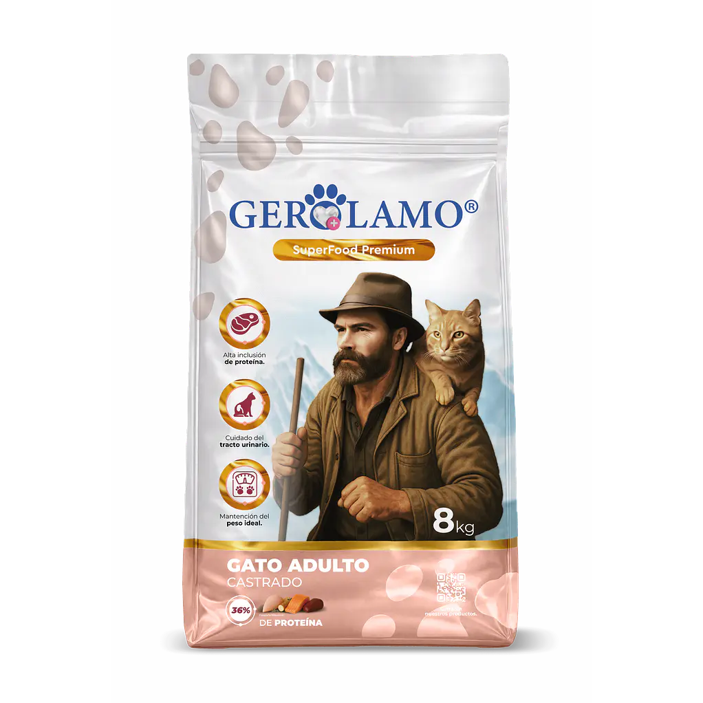 Alimento para Gatos Adulto Castrado/Esterilizados 8 Kilos- Gerolamo  1