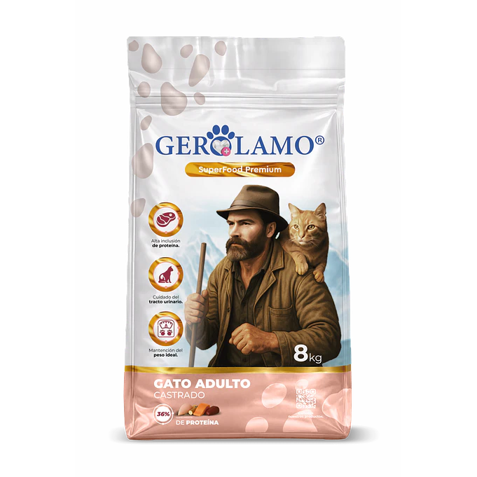 Alimento para Gatos Adulto Castrado/Esterilizados 8 Kilos- Gerolamo  1