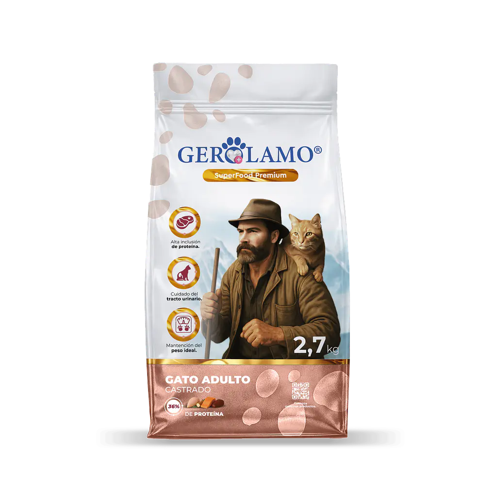 Alimento para Gatos Adulto Castrado/Esterilizados 2.7 Kilos- Gerolamo  1